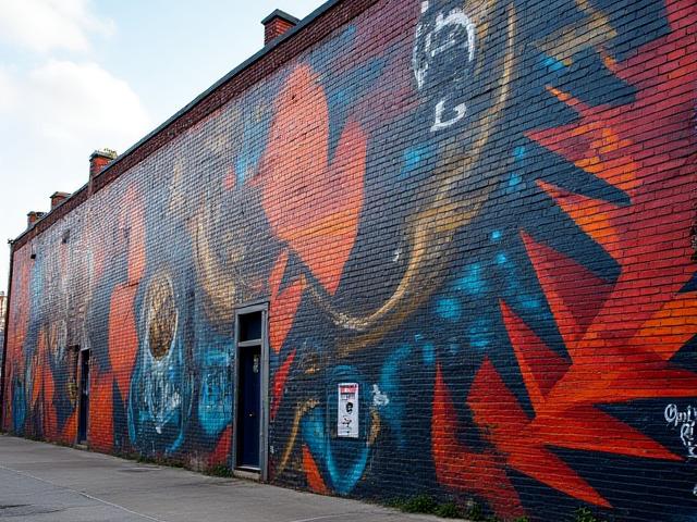 Intricate street art mural in Bushwick