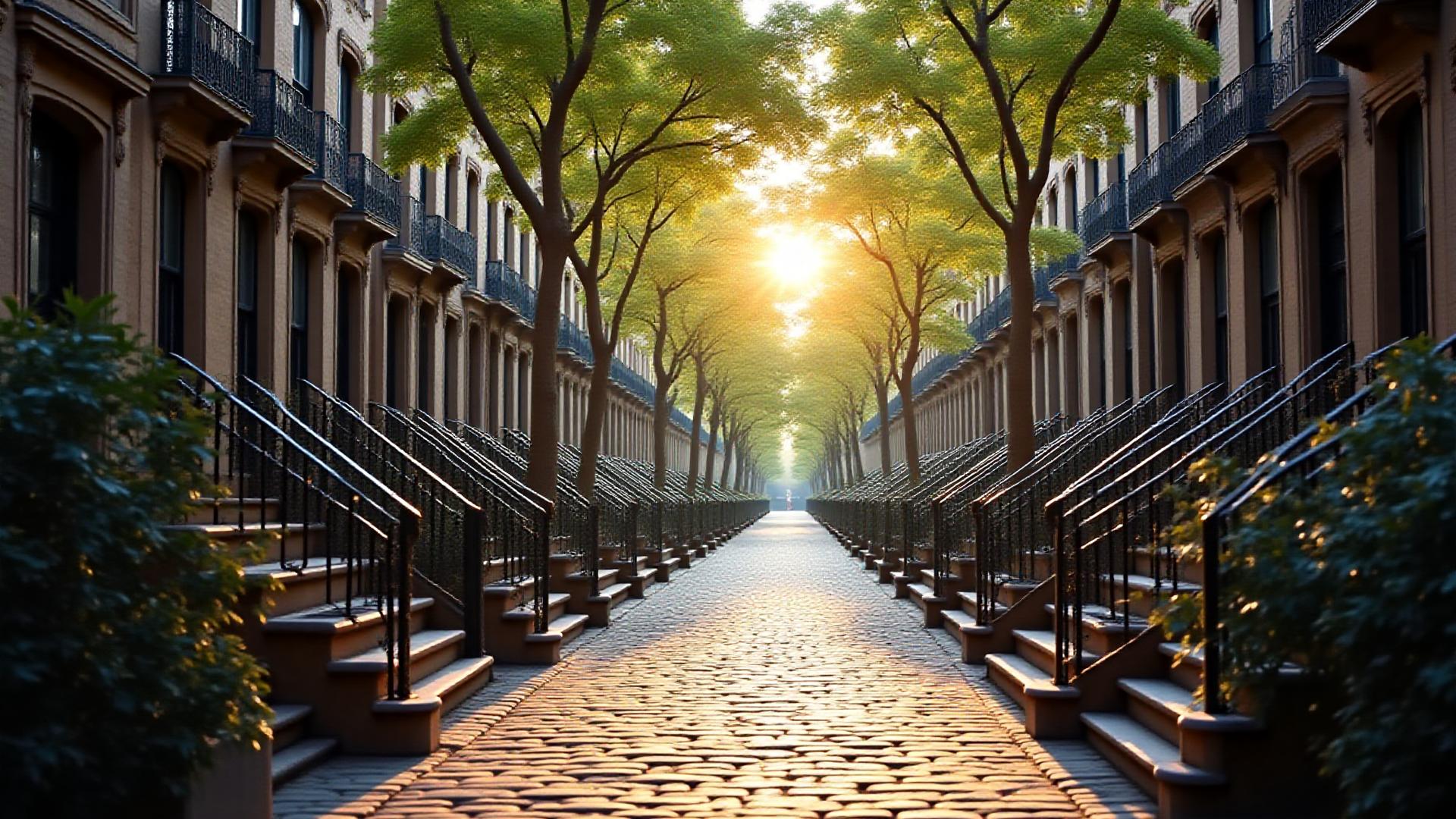 Charming tree-lined street in Brooklyn Heights